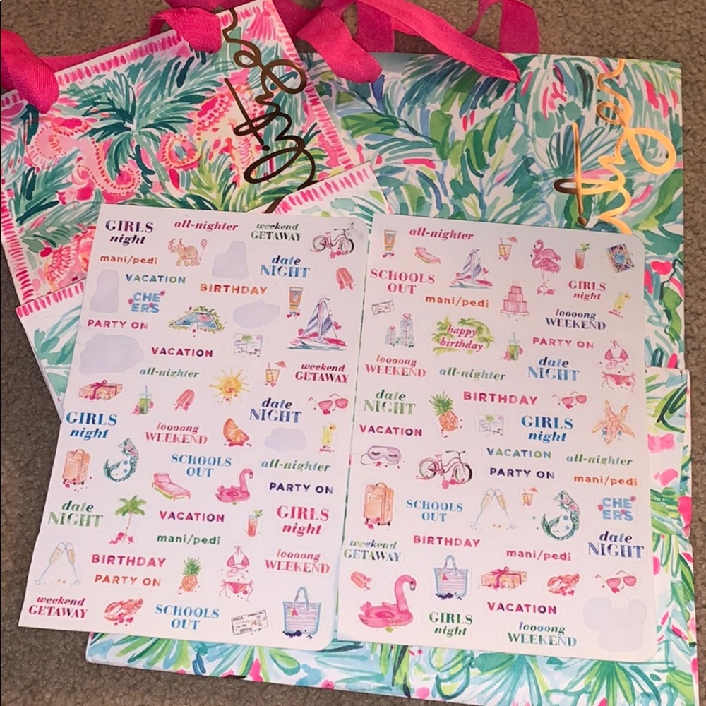 lily pulitzer bags and sticker sheets